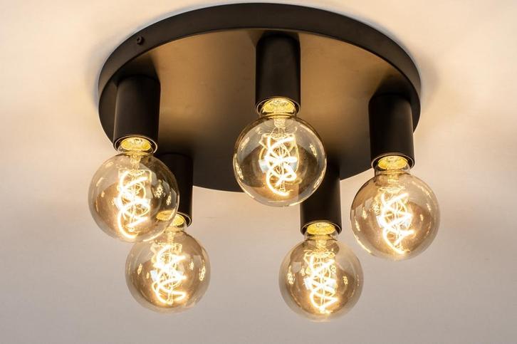 Rietveld Plafondlampen - Zwart - Metaal, Huis en Inrichting, Lampen | Plafondlampen, Verzenden