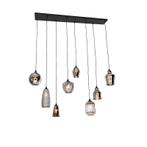 Art deco hanglamp zwart met smoke glas 8-lichts - Hanne, Nieuw, Glas, Art Deco, 75 cm of meer