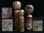 Set van 3 / Japanse vintage houten Kokeshi-pop (H: 15-21 cm)
