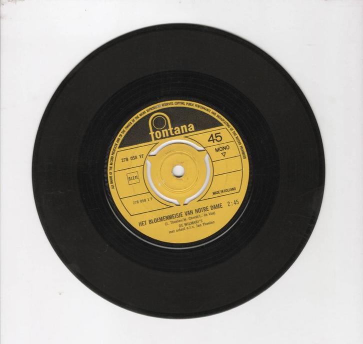 Wilmaris, De – Het Bloemenmeisje Van Notre Dame / Dicht Bij, Cd's en Dvd's, Vinyl Singles, Ophalen of Verzenden