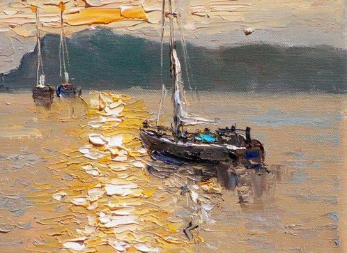 René Constant (XX) - Cote dazur -Un soir à Porquerolles, Antiek en Kunst, Kunst | Schilderijen | Klassiek