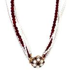 Vintage parel en kleursteen collier met dubbele entourage, Ophalen of Verzenden, Nieuw