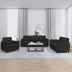 vidaXL 3-delige Loungeset met kussens kunstleer zwart, Huis en Inrichting, Verzenden, Nieuw, Leer, 200 tot 250 cm