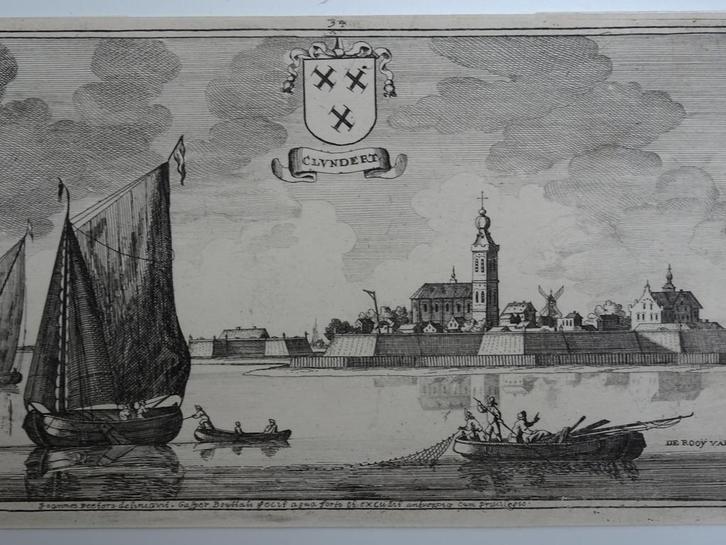 zeldzame gravure zicht Klundert Bouttats n. Peeters 1680, Antiek en Kunst, Kunst | Etsen en Gravures, Verzenden