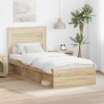 vidaXL Bedframe met matras Sonoma Eiken 75 x 190 cm Massief, Verzenden, Nieuw, Bruin, Hout