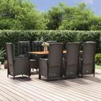 vidaXL 9-delige Tuinset poly rattan zwart, Verzenden, Nieuw, Rotan, Tuinset