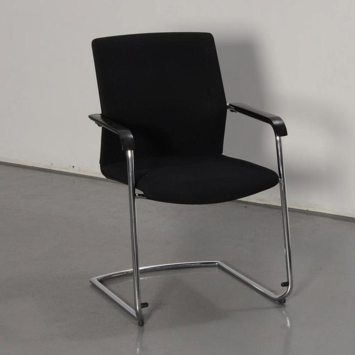 Wilkhahn 178/7 vergaderstoel, zwart netwave, sledeframe, Huis en Inrichting, Bureaustoelen, Ophalen of Verzenden