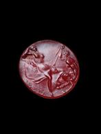 Oud-Grieks Stunning Intaglio Stone ( Pan and a nymph ), Sieraden, Tassen en Uiterlijk