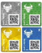 Nederland 2022 - 4 cryto zegels geel, blauw, groen en zwart, Postzegels en Munten, Gestempeld