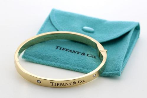 Tiffany &amp; Co. Hinged Bangle Diamant 18K Rosegoud Armband, Sieraden, Tassen en Uiterlijk, Armbanden, Goud, Zo goed als nieuw