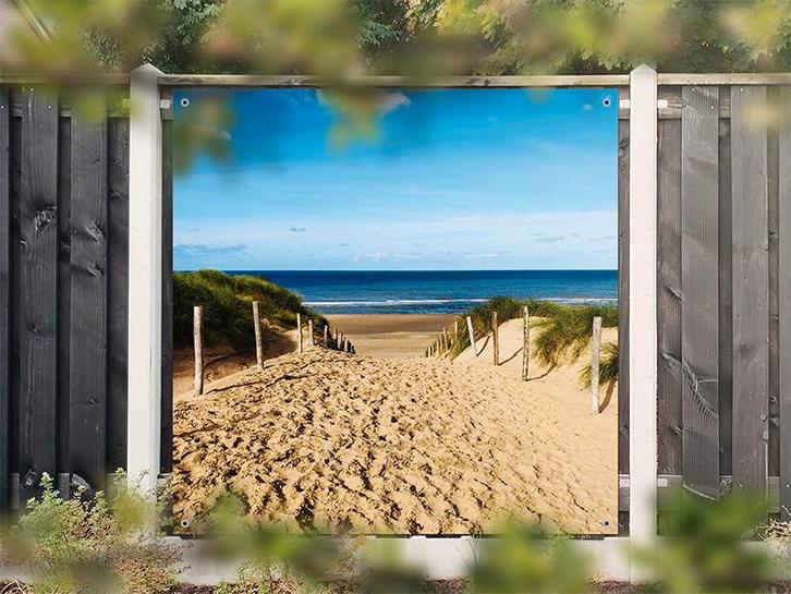 NR 1412: Tuinposter Strandovergang 180x180cm, Tuin en Terras, Tuinwanddecoratie, Nieuw