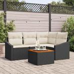 vidaXL Tuin Sofa Set met kussen 5 pcs Zwart Poly riet, Tuin en Terras, Tuinsets en Loungesets, Verzenden, Nieuw, Rotan