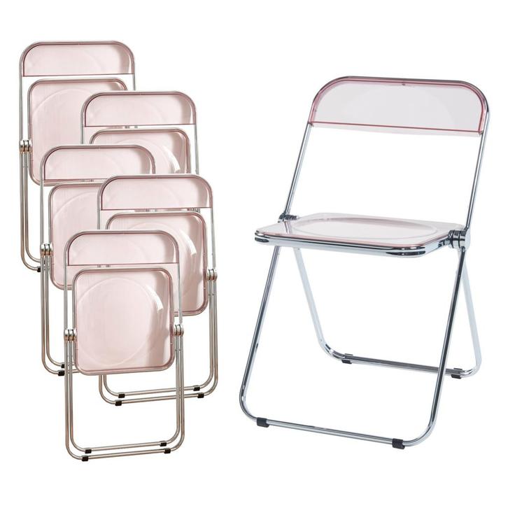 Klapstoel set van 6 Pornainen 74x46x47 cm roze transparant [, Huis en Inrichting, Stoelen, Verzenden