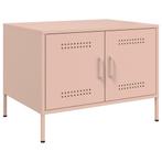 vidaXL Salontafel 68x50x50,5 cm staal roze, Verzenden, Nieuw, Metaal, 50 tot 100 cm