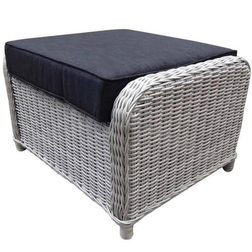 Ibiza XL voetenbank 63x55xH43 cm wit grijs, Tuin en Terras, Tuinmeubel-accessoires, Nieuw, Ophalen of Verzenden
