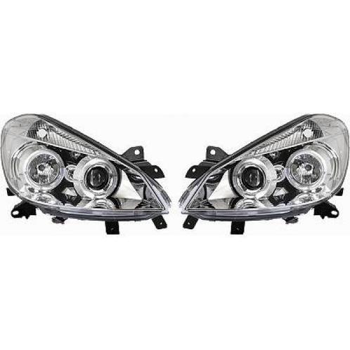 Koplampen Renault Clio 3 05-.. Angel Eyes chroom, Auto-onderdelen, Overige Auto-onderdelen, Ophalen of Verzenden