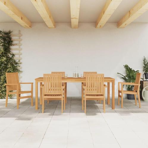 vidaXL 7-delige Tuinset massief teakhout, Tuin en Terras, Tuinsets en Loungesets, Tuinset, Nieuw, 6 zitplaatsen, Hout, Verzenden