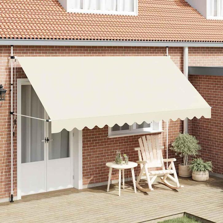 vidaXL Luifel handmatig uittrekbaar 400 cm crème, Tuin en Terras, Zonneschermen, Nieuw, Verzenden
