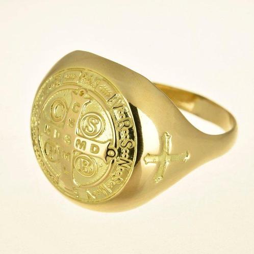 Ring met amulet - 14 karaat Geel goud, Sieraden, Tassen en Uiterlijk, Antieke sieraden
