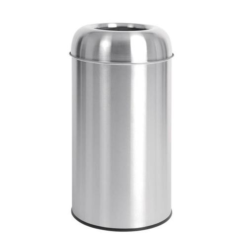 Bolero RVS bullet afvalbak open-top zilver 40L, Huis en Inrichting, Keuken | Keukenbenodigdheden, Verzenden