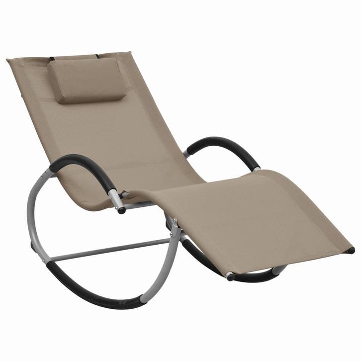 vidaXL Ligbed met kussen textileen taupe, Tuin en Terras, Ligbedden, Nieuw, Verzenden