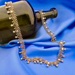 Gouden galeriedraad schakel met bollen collier | 44 cm, Ophalen of Verzenden, Gebruikt, Overige kleuren, Goud