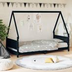 vidaXL Kinderbedframe 90x200 cm massief grenenhout zwart, Kinderen en Baby's, Kinderkamer | Bedden, Verzenden, Nieuw