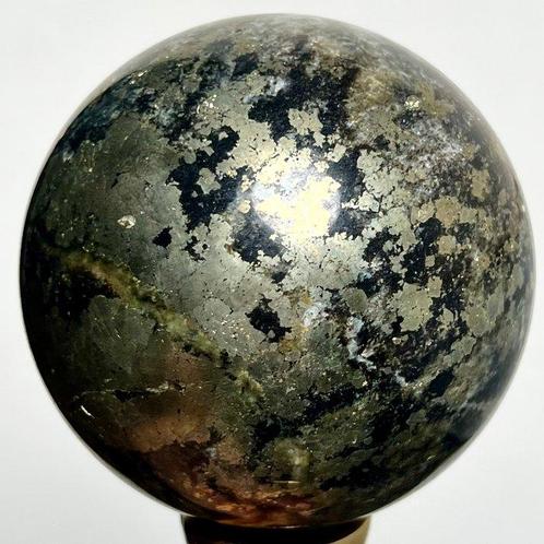 pyriet Fine Large Pyrite Sphere - Hoogte: 7.93 cm - Breedte:, Verzamelen, Mineralen en Fossielen