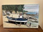Franse school (XX) - bateau mis à sec, Antiek en Kunst