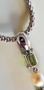 Halsketting - 18 karaat Witgoud Olivijn - Diamant, Sieraden, Tassen en Uiterlijk, Kettingen, Nieuw