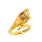 Vintage gouden ring met diamanten 0,20 ct. | Carrera y Ca..., Goud, Met edelsteen, Gebruikt, Ophalen of Verzenden