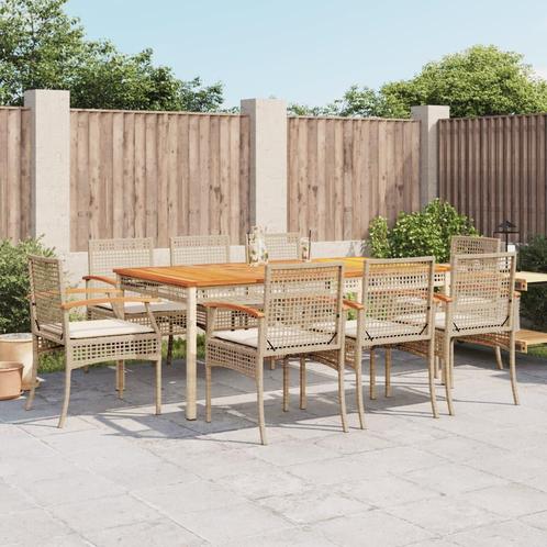 vidaXL 9-delige Tuinset met kussens poly rattan beige, Tuin en Terras, Tuinsets en Loungesets, Tuinset, Nieuw, 8 zitplaatsen, Rotan