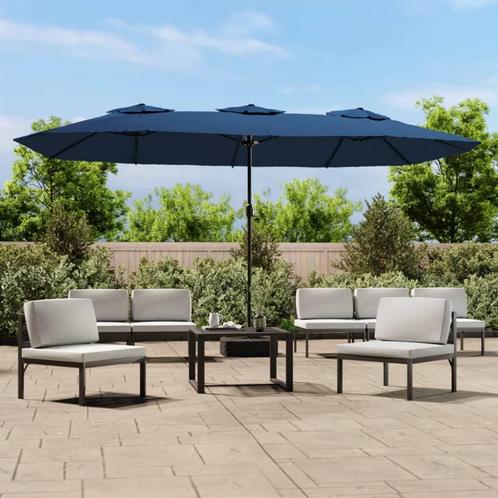 vidaXL Parasol dubbel dak 449x245 cm azuurblauw, Tuin en Terras, Parasols, Nieuw, Meer dan 4 meter, Verzenden