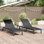 vidaXL Ligstoel 2-persoon 3 pcs Zwart poly rattan, Verzenden, Nieuw