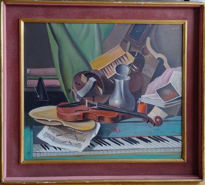 A. Gajoni (1913-1965) - Natura morta musicale, Antiek en Kunst, Kunst | Schilderijen | Klassiek