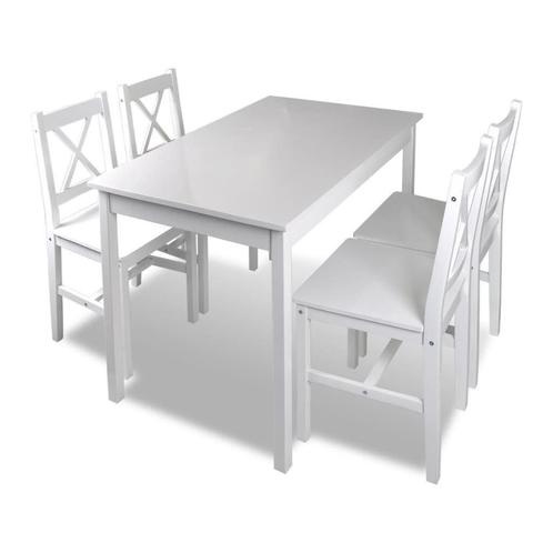 Eethoek Wit Hout - 5dlg | OP=OP | 46% Korting!, Huis en Inrichting, Complete eetkamers, 4 tot 6 stoelen, Nieuw, Ophalen of Verzenden