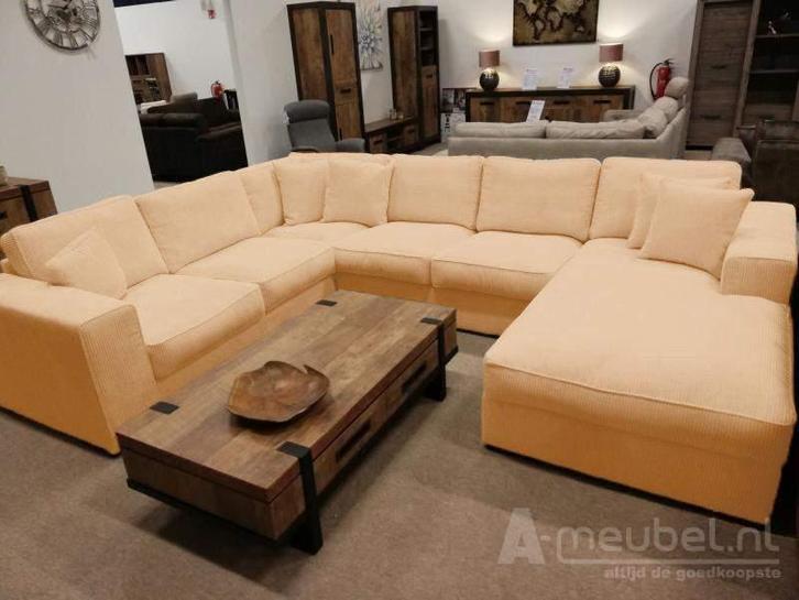 U-Bank Berlicum - u-banken - Beige, Huis en Inrichting, Banken | Sofa's en Chaises Longues, 150 cm of meer, Nieuw, 250 tot 300 cm