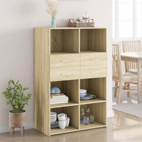 vidaXL buffetkast 80x42,5x124 cm bewerkt hout sonoma, Huis en Inrichting, Kasten | Buffetkasten, 75 cm of meer, Nieuw, Overige houtsoorten
