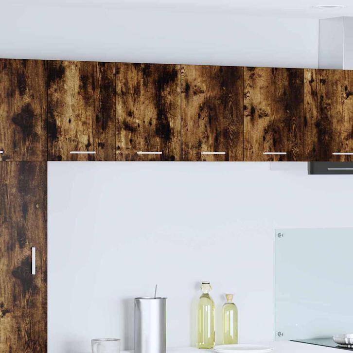 vidaXL Hangkast Riga 2 pcs Gerookte Eik en Wit 60 x 31 x 40, Huis en Inrichting, Keuken | Keukenelementen, Bruin, Nieuw, Verzenden