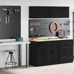 vidaXL Garagekasten 2 st spaanplaat zwart, Verzenden, Nieuw