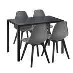 Eethoek Delft glazen eettafel met 4 stoelen zwart en grijs, Huis en Inrichting, Tafels | Eettafels, Verzenden, Nieuw