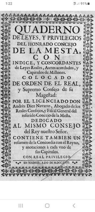 André Díez Navarro - Cuaderno de Leyes y Privilegios - 1731, Antiek en Kunst, Antiek | Boeken en Bijbels