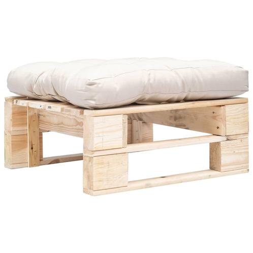 vidaXL Tuinpoef met zandkleurig kussen pallet hout naturel, Tuin en Terras, Tuinsets en Loungesets, Nieuw, Verzenden