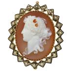 French Victorian anno 1870, Cameo - Broche - 18 karaat Geel