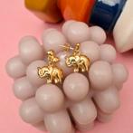 18 Krt. Gouden oorstekers van een olifant (strik, oorbellen), Goud, Gebruikt, Ophalen of Verzenden, Overige kleuren