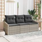 vidaXL Tuin Sofa Set 3 pcs Lichtgrijs Poly riet, Tuin en Terras, Tuinsets en Loungesets, Verzenden, Nieuw, Rotan
