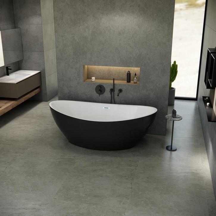 Vrijstaand bad Franca180x87x65cm bi colour glans zwart/ wit, Doe-het-zelf en Verbouw, Sanitair, Verzenden