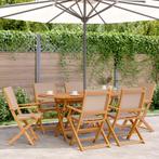 vidaXL 7-delige Tuinset massief hout en stof taupe, Tuin en Terras, Tuinsets en Loungesets, Verzenden, Nieuw, Hardhout, Tuinset