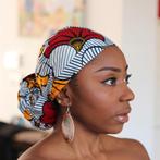 Afrikaanse hoofddoek / Vlisco headwrap - Wit / rode / gele t, Kleding | Dames, Ophalen of Verzenden, Nieuw