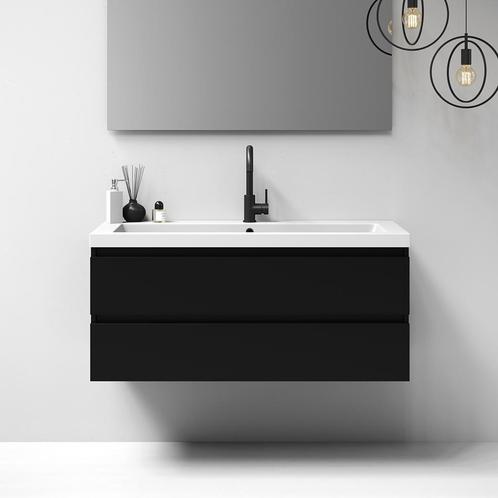 Meubelset Aquasplash Solution 120 Mat Zwart 2 Lades Met, Huis en Inrichting, Badkamer | Badkamermeubels, 25 tot 50 cm, Wasbak of Wastafel
